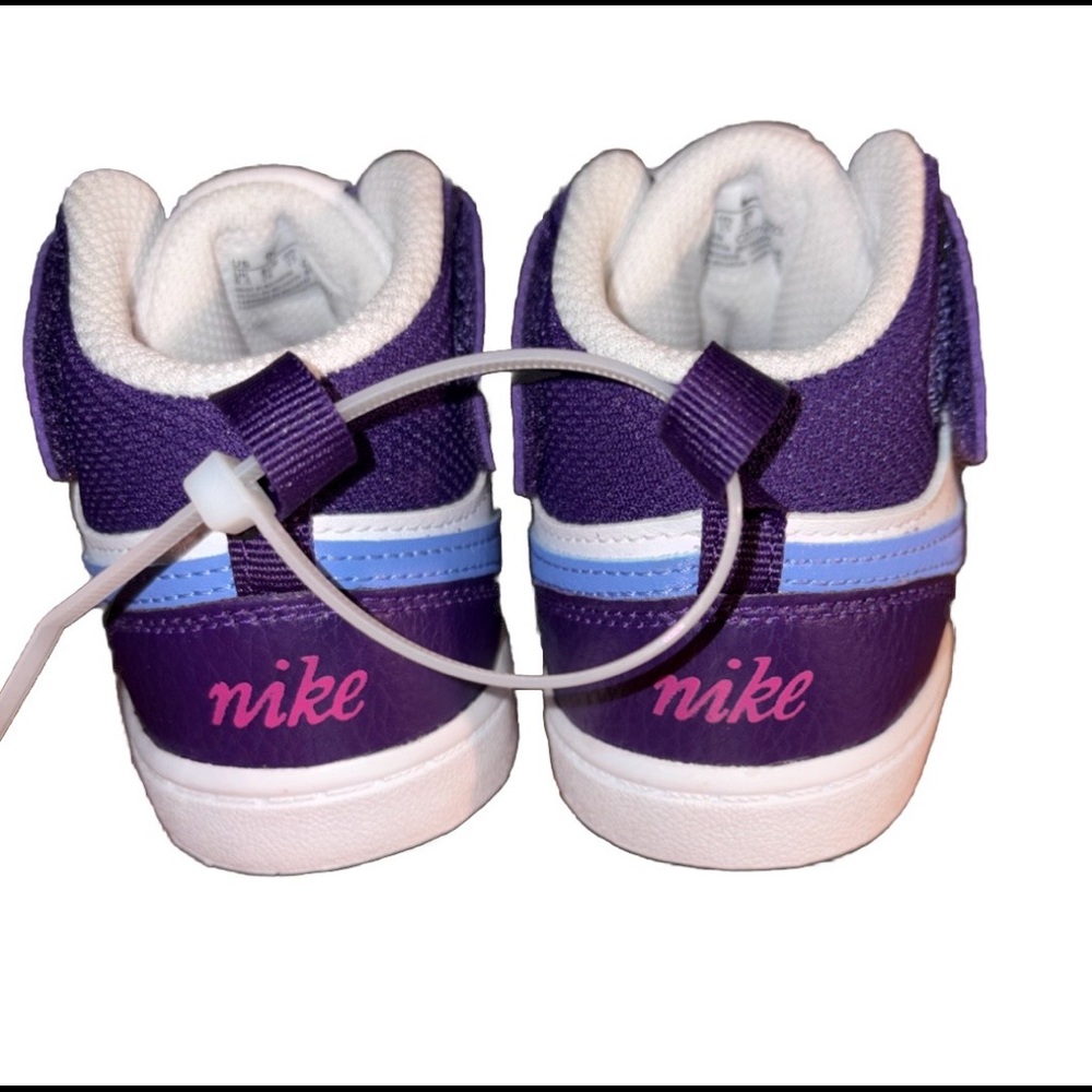 Nike Little Kid's Court Borough Mid 2 Shoes White Eggplant Blue size 9c NEW - Picture 4 of 9